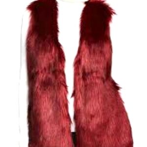 Burgundy faux fur vest